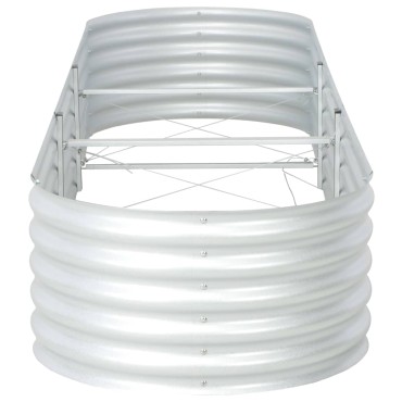 vidaXL Ζαρντινιέρα Υπερυψωμένη Ασημί 320x80x44 εκ. Γαλβανισμ. Χάλυβας