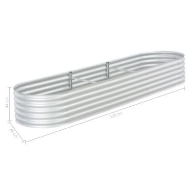 vidaXL Ζαρντινιέρα Υπερυψωμένη Ασημί 320x80x44 εκ. Γαλβανισμ. Χάλυβας