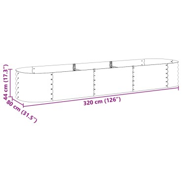 vidaXL Ζαρντινιέρα Υπερυψωμένη Ασημί 320x80x44 εκ. Γαλβανισμ. Χάλυβας