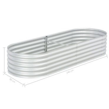 vidaXL Ζαρντινιέρα Υπερυψωμένη Ασημί 240x80x44 εκ. Γαλβανισμ. Χάλυβας