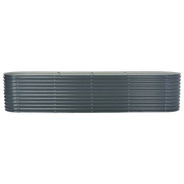 vidaXL Ζαρντινιέρα Υπερυψωμένη Γκρι 400x80x81 εκ. Γαλβανισμ. Χάλυβας