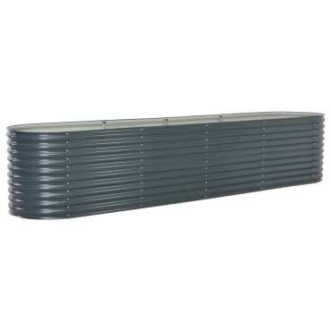 vidaXL Ζαρντινιέρα Υπερυψωμένη Γκρι 400x80x81 εκ. Γαλβανισμ. Χάλυβας