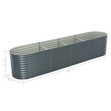 vidaXL Ζαρντινιέρα Υπερυψωμένη Γκρι 400x80x81 εκ. Γαλβανισμ. Χάλυβας