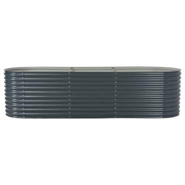 vidaXL Ζαρντινιέρα Υπερυψωμένη Γκρι 320x80x81 εκ. Γαλβανισμ. Χάλυβας