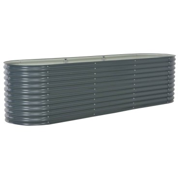 vidaXL Ζαρντινιέρα Υπερυψωμένη Γκρι 320x80x81 εκ. Γαλβανισμ. Χάλυβας
