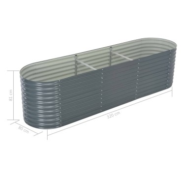 vidaXL Ζαρντινιέρα Υπερυψωμένη Γκρι 320x80x81 εκ. Γαλβανισμ. Χάλυβας
