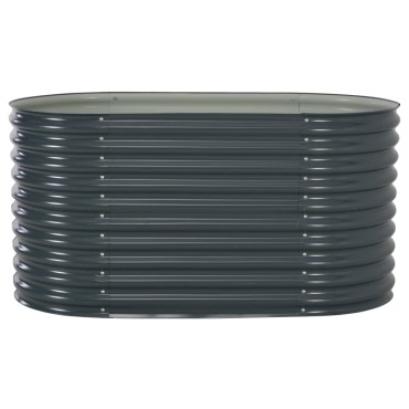 vidaXL Ζαρντινιέρα Υπερυψωμένη Γκρι 160x80x81 εκ. Γαλβανισμ. Χάλυβας