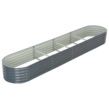 vidaXL Ζαρντινιέρα Υπερυψωμένη Γκρι 400x80x44 εκ. Γαλβανισμ. Χάλυβας