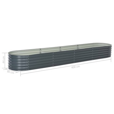 vidaXL Ζαρντινιέρα Υπερυψωμένη Γκρι 400x80x44 εκ. Γαλβανισμ. Χάλυβας