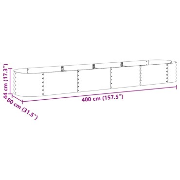 vidaXL Ζαρντινιέρα Υπερυψωμένη Γκρι 400x80x44 εκ. Γαλβανισμ. Χάλυβας