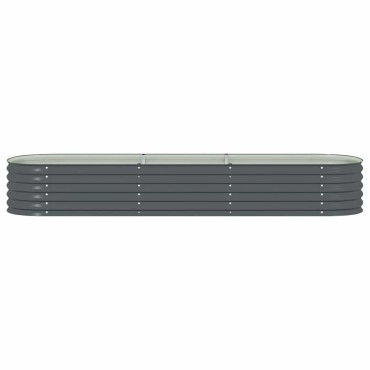 vidaXL Ζαρντινιέρα Υπερυψωμένη Γκρι 320x80x44 εκ. Γαλβανισμ. Χάλυβας
