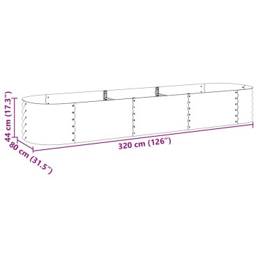 vidaXL Ζαρντινιέρα Υπερυψωμένη Γκρι 320x80x44 εκ. Γαλβανισμ. Χάλυβας