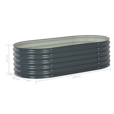 vidaXL Ζαρντινιέρα Υπερυψωμένη Γκρι 160x80x44 εκ. Γαλβανισμ. Χάλυβας