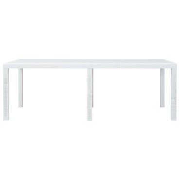 vidaXL Τραπέζι Κήπου Λευκό με Εμφάνιση Ρατάν 220x90x72cm Πλαστικό 1 τεμ.