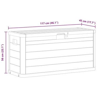 vidaXL Μπαούλο Αποθήκευσης Κήπου Καφέ 280 Λίτρα 117x45x56cm 1 τεμ.