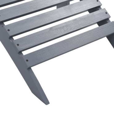 vidaXL Πολυθρόνα με Υποπόδιο Γκρι από Ξύλο 70x153x88cm 1 τεμ.