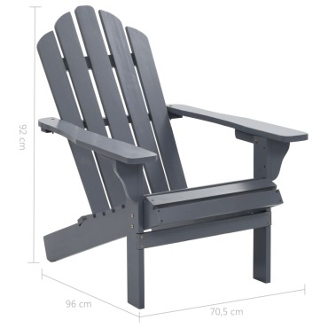 vidaXL Πολυθρόνα με Υποπόδιο Γκρι από Ξύλο 70x153x88cm 1 τεμ.
