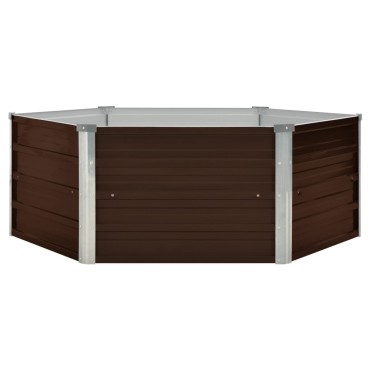 vidaXL Ζαρντινιέρα Ψηλή Καφέ 129 x 129 x 46 εκ. Γαλβανισμένος Χάλυβας