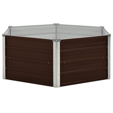 vidaXL Ζαρντινιέρα Ψηλή Καφέ 129 x 129 x 46 εκ. Γαλβανισμένος Χάλυβας