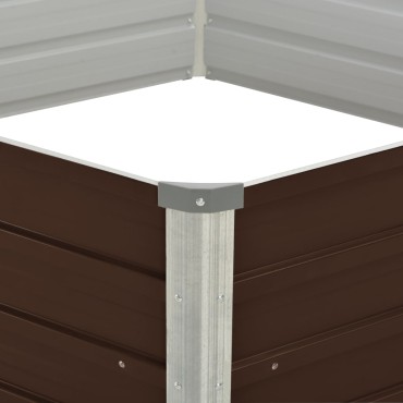 vidaXL Ζαρντινιέρα Ψηλή Καφέ 129 x 129 x 46 εκ. Γαλβανισμένος Χάλυβας