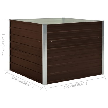 vidaXL Ζαρντινιέρα Ψηλή Καφέ 100 x 100 x 77εκ. από Γαλβανισμένο Χάλυβα