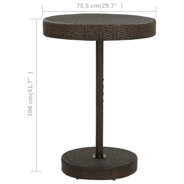 vidaXL Τραπέζι Κήπου Καφέ 75,5x106cm από Συνθετικό Ρατάν 1 τεμ.
