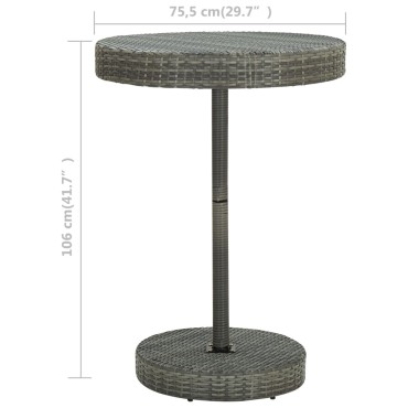 vidaXL Τραπέζι Κήπου Γκρι 75,5x106cm από Συνθετικό Ρατάν 1 τεμ.