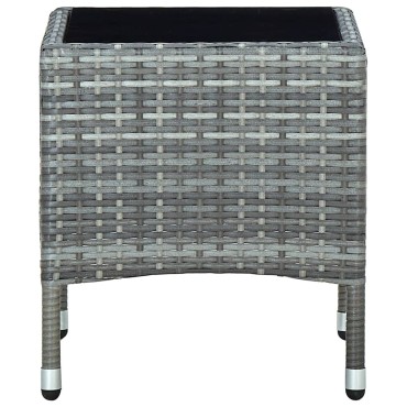 vidaXL Τραπέζι Κήπου Γκρι 40x40x45cm από Συνθετικό Ρατάν 1 τεμ.