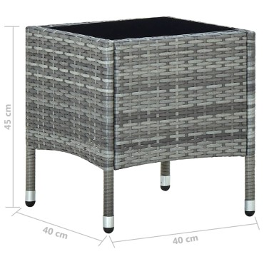 vidaXL Τραπέζι Κήπου Γκρι 40x40x45cm από Συνθετικό Ρατάν 1 τεμ.