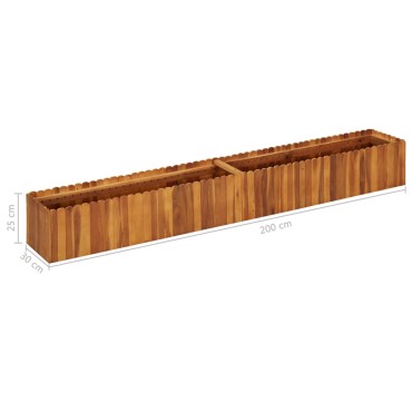 vidaXL Ζαρντινιέρα Υπερυψωμένη 200 x 30 x 25 εκ. Μασίφ Ξύλο Ακακίας
