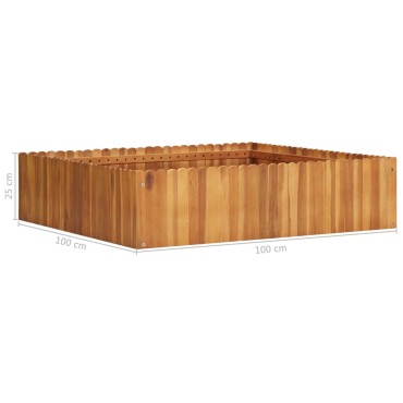 vidaXL Ζαρντινιέρα Υπερυψωμένη 100 x 100 x 25 εκ. Μασίφ Ξύλο Ακακίας