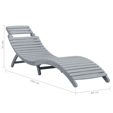 vidaXL Ξαπλώστρα Γκρι από Μασίφ Ξύλο Ακακίας 190x60x51cm 1 τεμ.