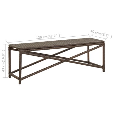 vidaXL Πάγκος Κήπου Καφέ από Συνθετικό Ρατάν 120x40x43cm