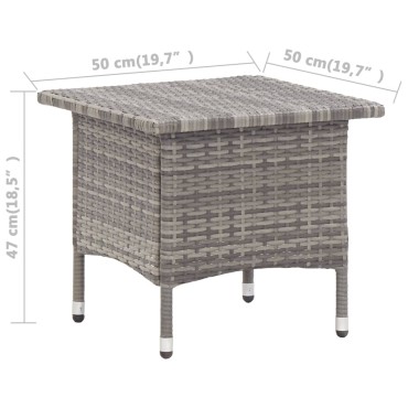 vidaXL Τραπέζι Κήπου Γκρι 50x50x47cm από Συνθετικό Ρατάν 1 τεμ.