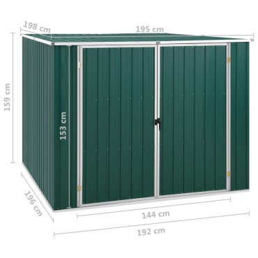 vidaXL Αποθήκη Κήπου Πράσινη 195x198x159 εκ. από Γαλβανισμένο Ατσάλι
