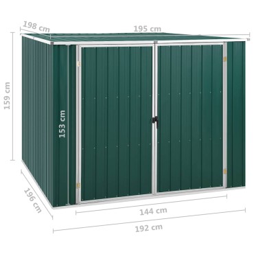 vidaXL Αποθήκη Κήπου Πράσινη 195x198x159 εκ. από Γαλβανισμένο Ατσάλι