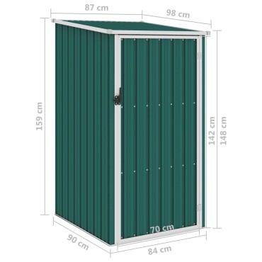 vidaXL Αποθήκη Κήπου Πράσινη 87 x 98 x 159 εκ. από Γαλβανισμένο Ατσάλι