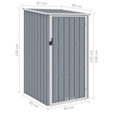 vidaXL Αποθήκη Κήπου Γκρι 87 x 98 x 159 εκ. από Γαλβανισμένο Ατσάλι
