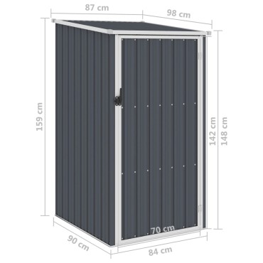vidaXL Αποθήκη Κήπου Ανθρακί 87 x 98 x 159 εκ. από Γαλβανισμένο Ατσάλι