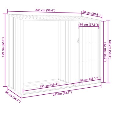 vidaXL Υπόστεγο Ξύλων/Αποθήκη Κήπου Ανθρακί 245x98x159 εκ Γαλβ. Ατσάλι