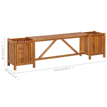 vidaXL Πάγκος Κήπου με 2 Γλάστρες 150x30x40cm από Μασίφ Ξύλο Ακακίας