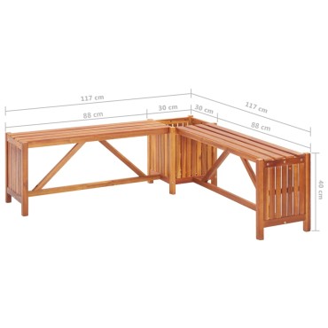 vidaXL Παγκάκι Γωνιακό Κήπου με Γλάστρα 117x117x40cm Ξύλο Ακακίας 1 τεμ.