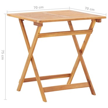 vidaXL Τραπέζι Κήπου Πτυσσόμενο 70x70x75cm Μασίφ Ξύλο Ακακίας 1 τεμ.