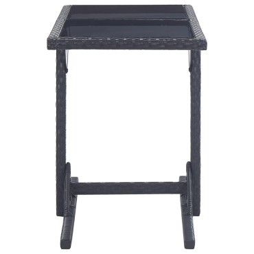 vidaXL Τραπέζι Κήπου Μαύρο 110x53x72cm Γυάλινο και Συνθετικό ρατάν 1 τεμ.