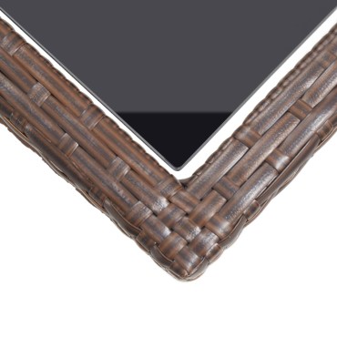 vidaXL Τραπέζι Κήπου Καφέ 110x53x72cm Γυάλινο και Συνθετικό ρατάν 1 τεμ.