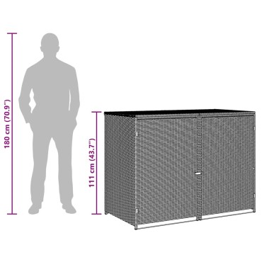 vidaXL Πλαίσιο Διπλό για Κάδους Απορριμμάτων με Ρόδες Ανθρακί Ρατάν