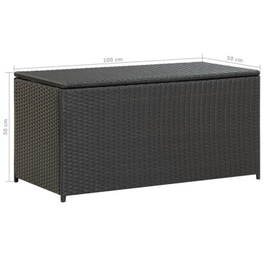 vidaXL Κουτί Αποθήκευσης Κήπου Μαύρο 100x50x50cm από Συνθετικό Ρατάν 1 τεμ.