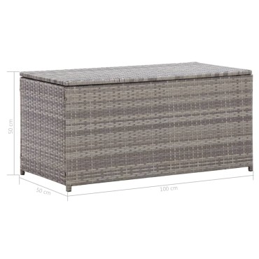 vidaXL Κουτί Αποθήκευσης Κήπου Γκρι 100x50x50cm από Συνθετικό Ρατάν 1 τεμ.