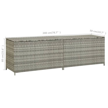 vidaXL Κουτί Αποθήκευσης Κήπου Γκρι 200x50x60cm από Συνθετικό Ρατάν 1 τεμ.