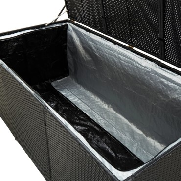vidaXL Κουτί Αποθήκευσης Κήπου Μαύρο 180x90x70cm από Συνθετικό Ρατάν 1 τεμ.